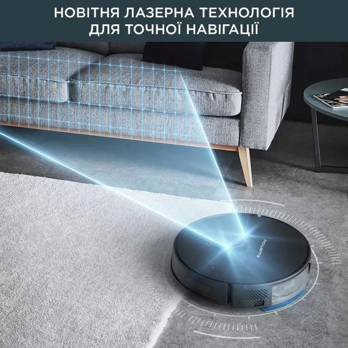 Робот-пилосос Rowenta X-Plorer Serie 75 S, h=9.5см, вологе прибирання, конт пил -0.4л, вода -0.3л, автон. робота до 120хв, НЕРА, управління через смартфон, чорний RR8575WH