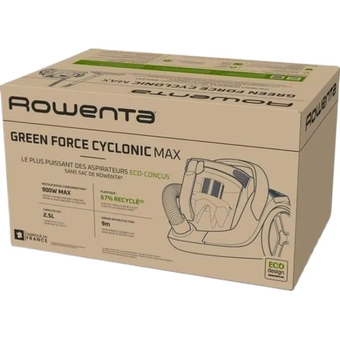 Пилосос Rowenta контейнерний Green Force Cyclnic Max, 900Вт, конт пил -2.6л, НЕРА, чорний RO7B13EA