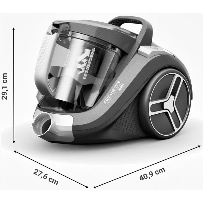 Пилосос Rowenta контейнерний Compact Power XXL Classic + Kit, 900Вт, конт пил -2.5л, HEF system, чорний RO4B25EA
