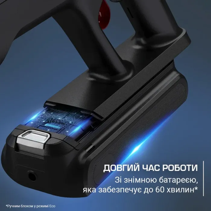 Пилосос Rowenta безпровідний X-Force Flex 12.60 Neo Auto Aqua Allergy, 150Вт, конт пил -0.65л, автон. робота до 60хв, вага-3кг, НЕРА, чорно-синій RH9LC1WO