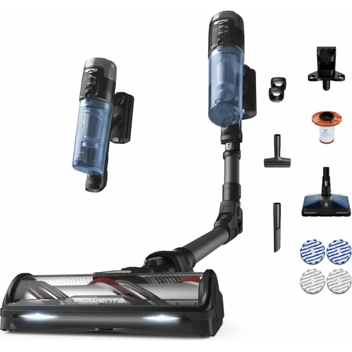 Пилосос Rowenta безпровідний X-Force Flex 12.60 Neo Auto Aqua Allergy, 150Вт, конт пил -0.65л, автон. робота до 60хв, вага-3кг, НЕРА, чорно-синій RH9LC1WO