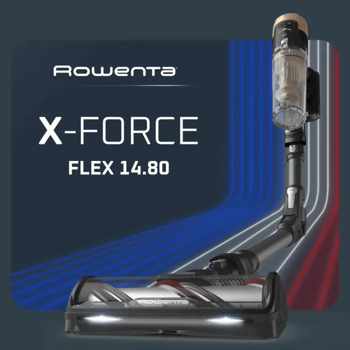 Пилосос Rowenta безпровідний X-Force Flex 14.80 Auto Animal, 240Вт, конт пил -0.65л, автон. робота до 90хв, HEF system 99,9%, чорно-золотий RH9B74WO