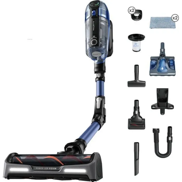 Пилосос Rowenta безпровідний Xforce Flex 14.60 Aqua, 200Вт, вологе прибирання, конт пил -0.9л, автон. робота до 70хв, НЕРА, чорно-синій RH99C0WO