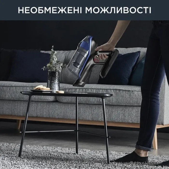 Пилосос Rowenta безпровідний Xforce Flex 14.60 Aqua, 200Вт, вологе прибирання, конт пил -0.9л, автон. робота до 70хв, НЕРА, чорно-синій RH99C0WO