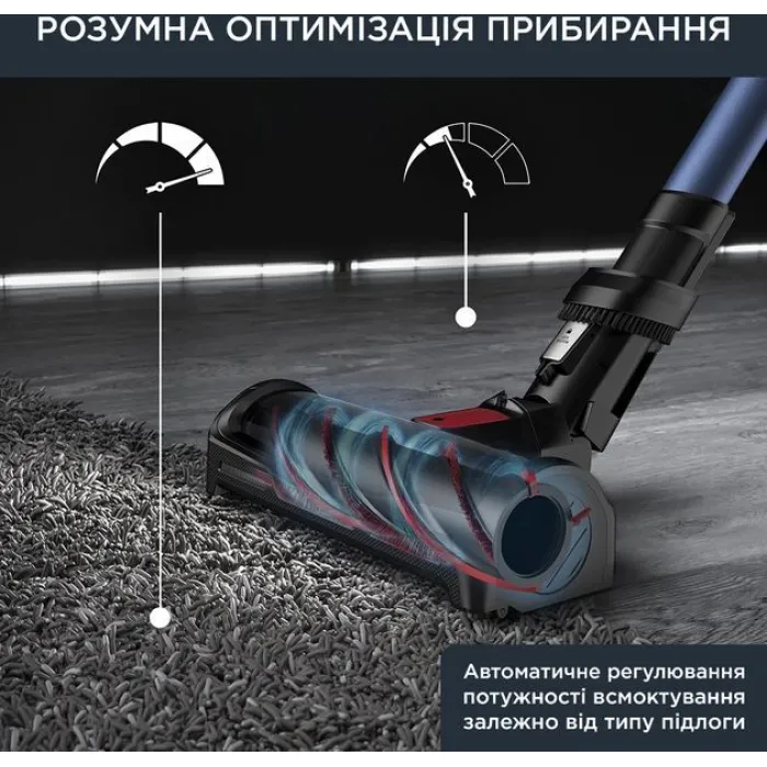 Пилосос Rowenta безпровідний Xforce Flex 14.60 Aqua, 200Вт, вологе прибирання, конт пил -0.9л, автон. робота до 70хв, НЕРА, чорно-синій RH99C0WO
