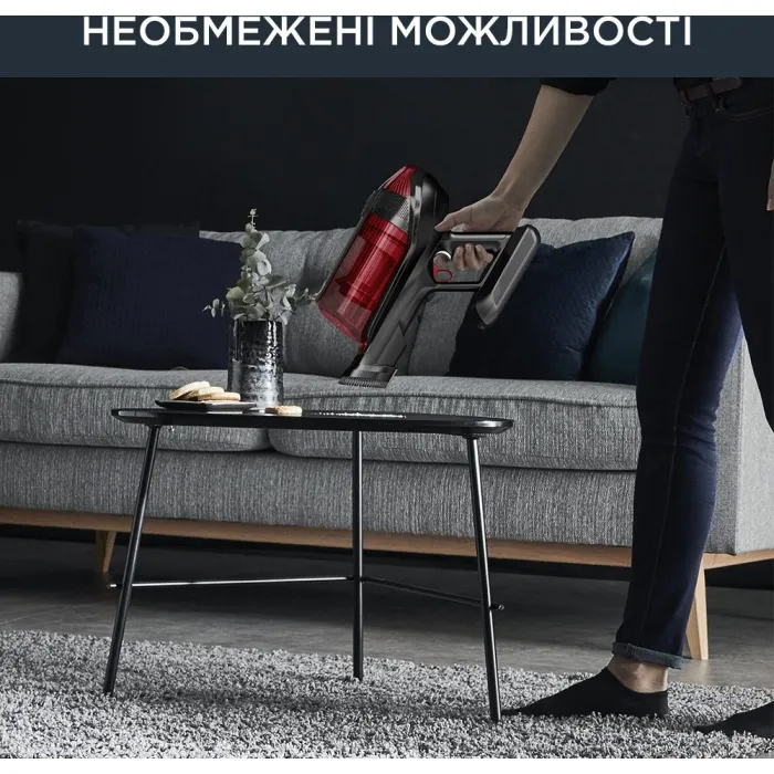 Пилосос Rowenta безпровідний X-Force Flex 12.60 Auto Animal, 320Вт, конт пил -0.9л, автон. робота до 45хв, вага-3кг, НЕРА, чорно-червоний RH98A9WO