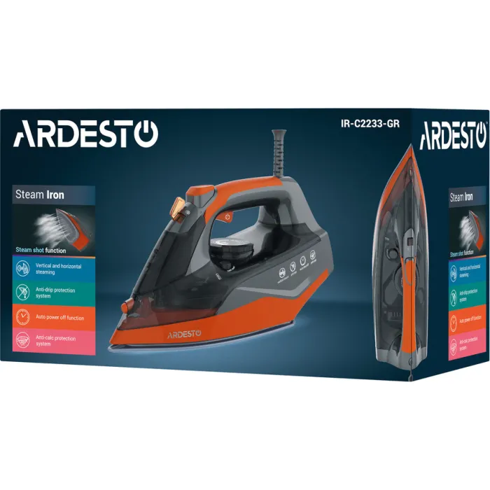 Праска Ardesto IR-C2233-GR, 2200Вт, 340мл, керам. підошва, чорно-помаранчевий