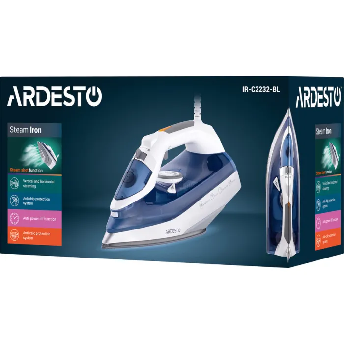 Праска Ardesto IR-C2232-BL, 2200Вт, 320мл, паровий удар, керам. підошва, синій