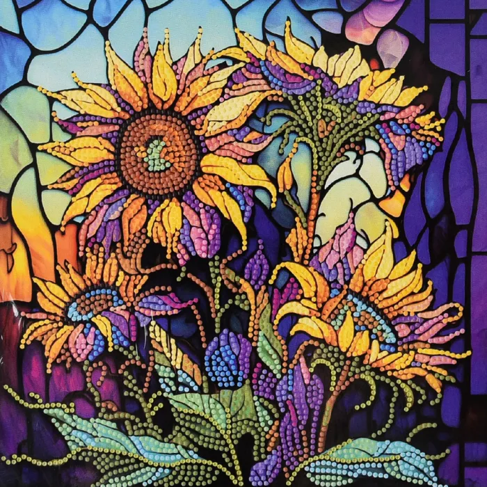 Алмазна мозаїка Strateg ПРЕМІУМ Дивовижні соняхи розміром 30x30 не повна викладка DEEX16307