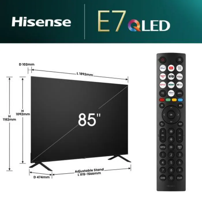 Телевізор Hisense 85E7NQ 85" QLED 4K (20014006)