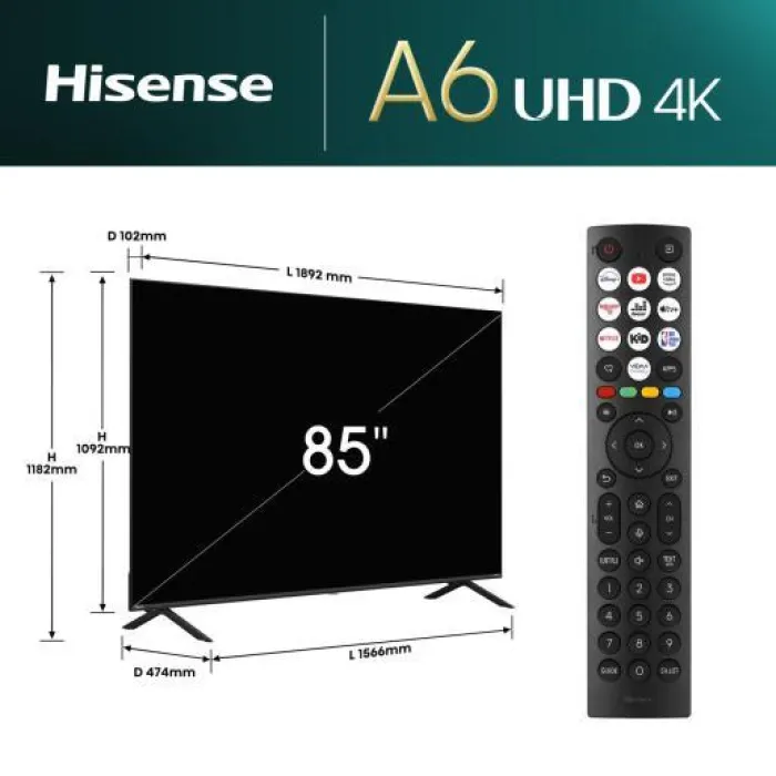LED-телевізор Hisense 85" 85A6N (20014171)