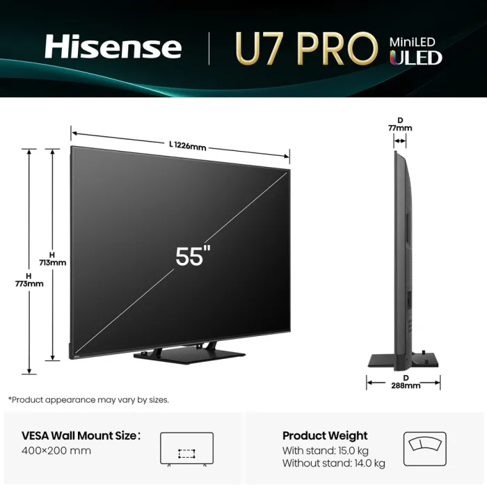 LED-телевізор Hisense 55" 55U7Q PRO (20016204)