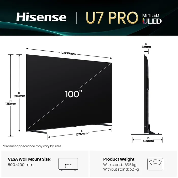 LED-телевізор Hisense 100" 100U7Q PRO (20016138)
