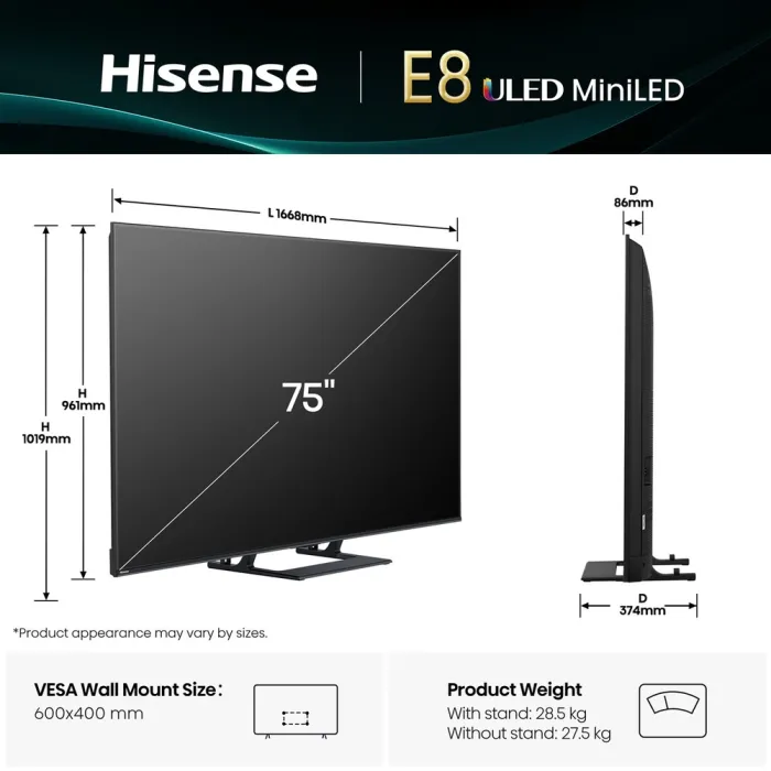 LED-телевизор Hisense 75" 75E8Q (20015989)