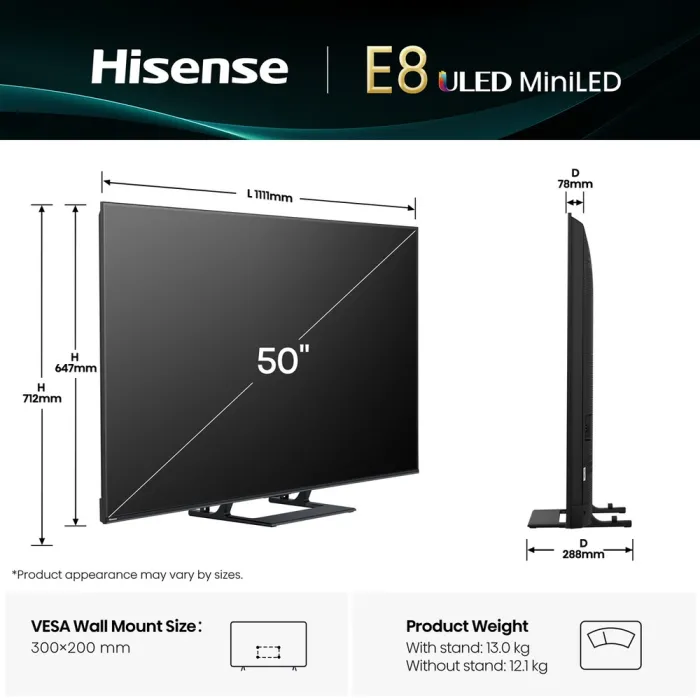 LED-телевізор Hisense 50" 50E8Q (20016765)