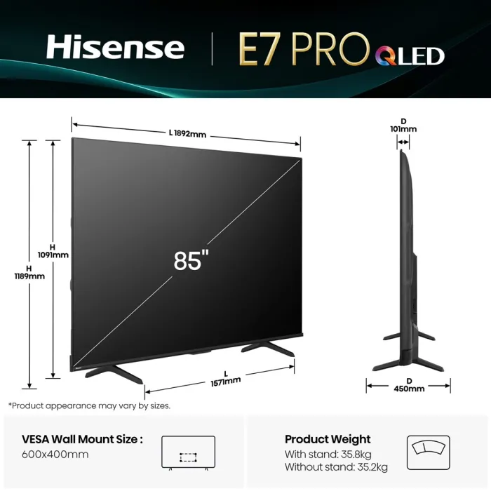 LED-телевізор Hisense 85" 85E7Q PRO (20015896)