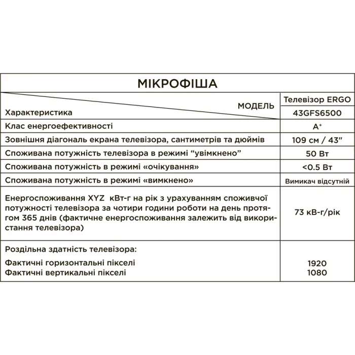 Телевізор Ergo 43" 43GFS6500