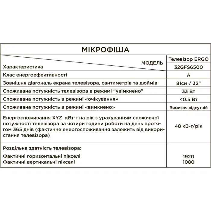 Телевізор Ergo 32" 32GFS6500
