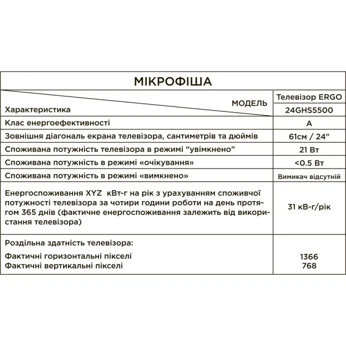Телевізор Ergo 24" 24GHS5500