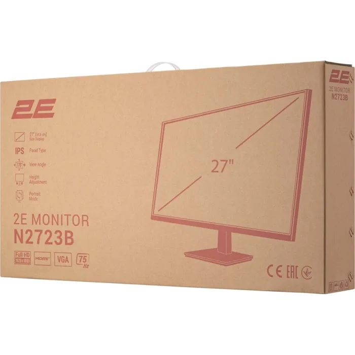 Монітор 2E 27" N2723B D-Sub, HDMI, IPS, 75Hz, Pivot 2E-N2723B-01.UA