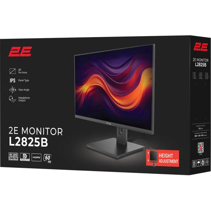 Монітор 2E 28" L2825B 2xHDMI, DP, IPS, NTSC 84%, 3840x2160, HAS 2E-L2825B-01.UA