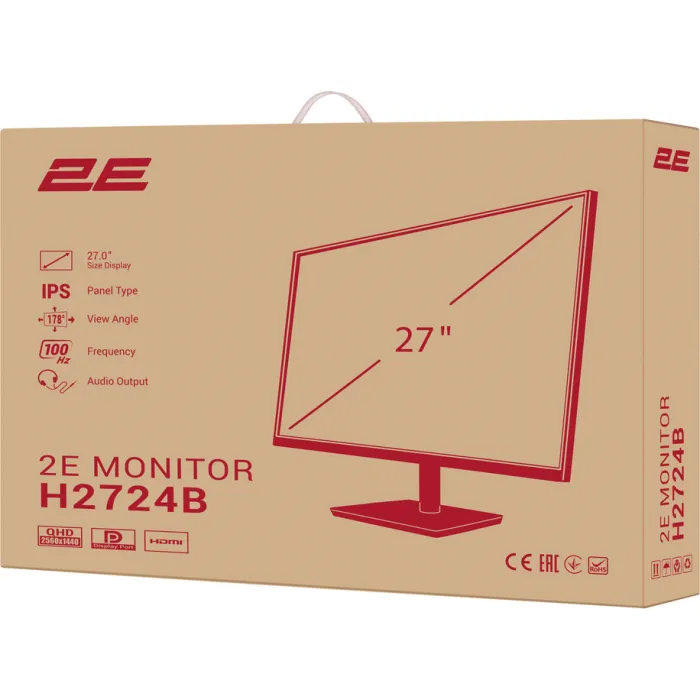 Монітор 2E 27" H2724B D-Sub, HDMI, DP, IPS, 2560x1440, 100Hz, FreeSync 2E-H2724B-01.UA