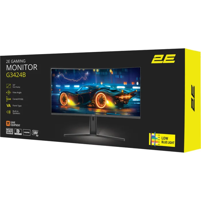 Монітор 2E GAMING 34" G3424B 2xHDMI, DP, VA, 3440x1440, 180Hz, 1ms, NTSC 85%, CURVED, FreeSync, HAS 2E-G3424B-01.UA