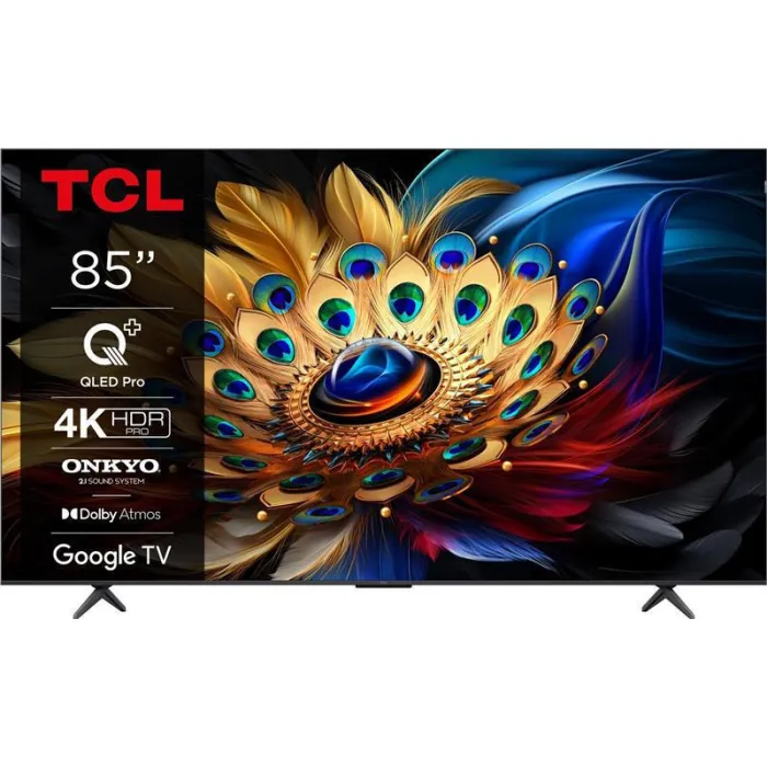 Телевізор 85" TCL QLED 4K 60Hz Smart Google TV Titan ONKYO sound 85C655