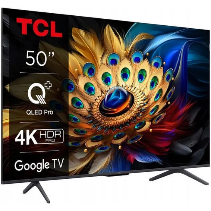 Телевізор 50" TCL QLED 4K 60Hz Smart Google TV Black 50C69B