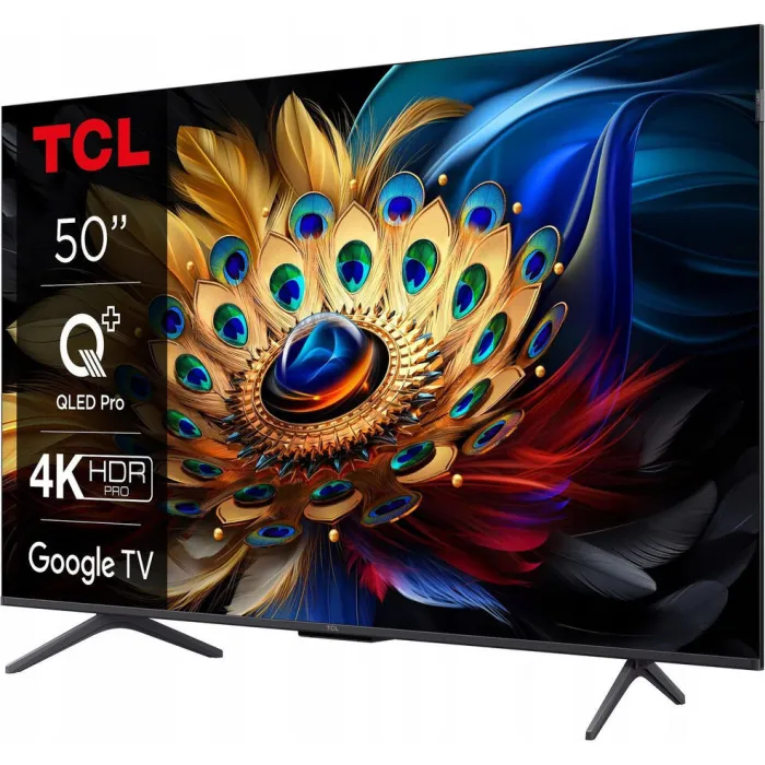 Телевізор 50" TCL QLED 4K 60Hz Smart Google TV Black 50C69B