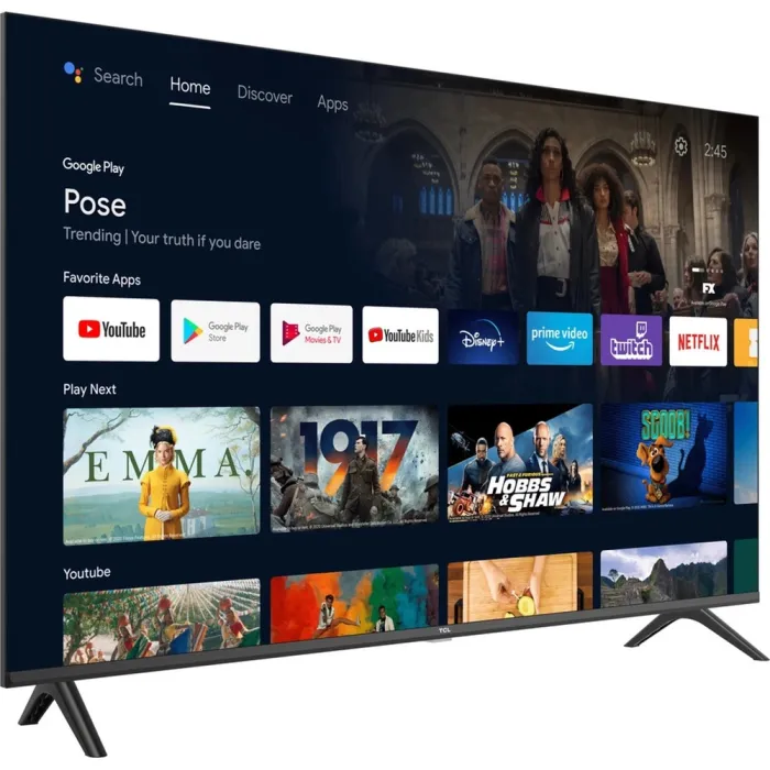 Телевізор 43" TCL LED FHD 60Hz Smart Android TV Black 43L5A