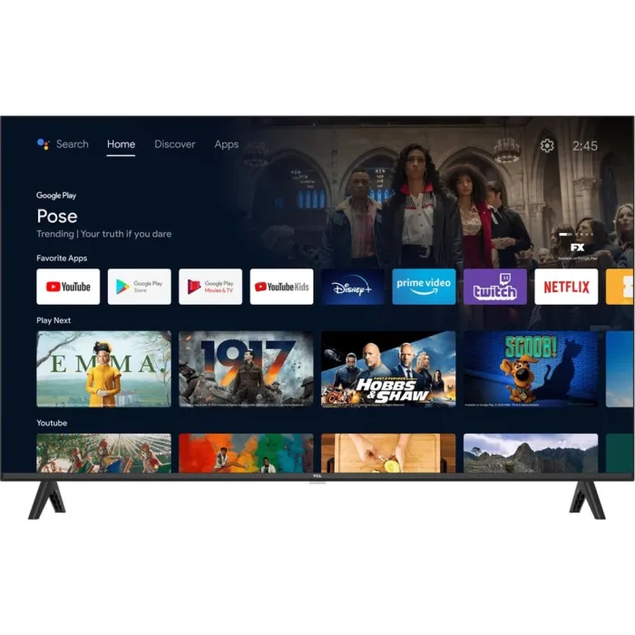 Телевізор 43" TCL LED FHD 60Hz Smart Android TV Black 43L5A