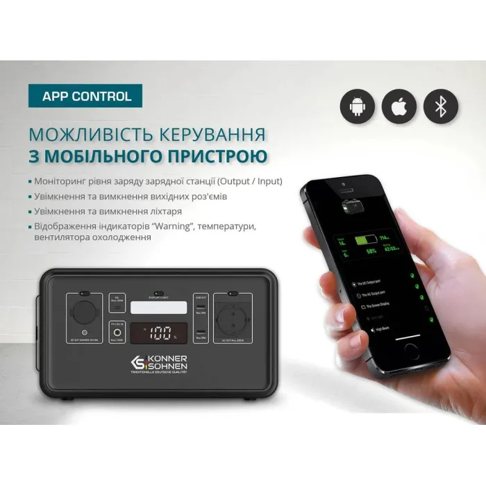 Портативна зарядна станція Konner Sohnen KS300PS 300W Li-ion 80000 мА/год 600Вт/год