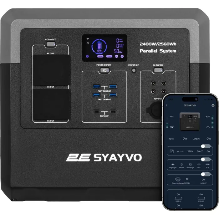 Зарядна станція 2E Syayvo / 2400 Вт / 2500 Вт⋅год / LiFePO4 (2E-PPS24256)
