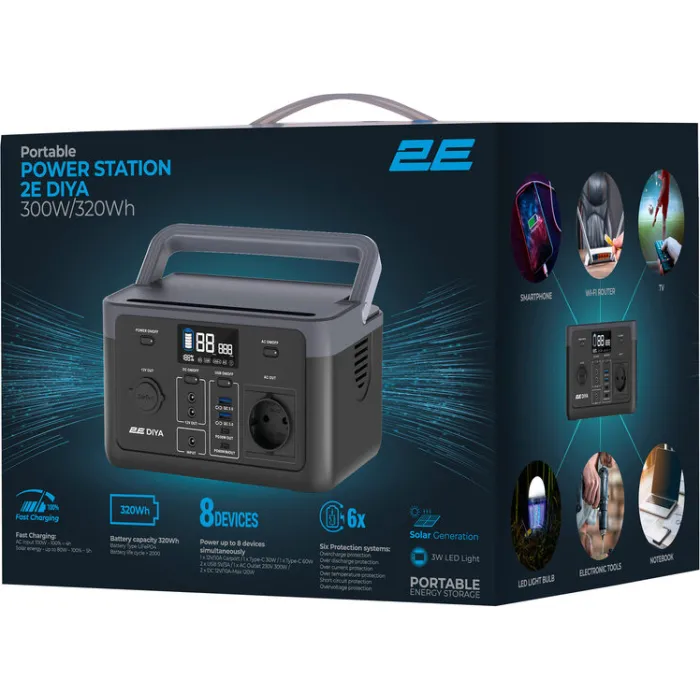Портативна зарядна станція 2Е Diya 300W, 320Wh (2E-PPS03032)