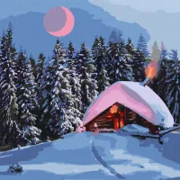 Картина за номерами Засніжена хатинка Ідейка KHO6307 40x40 см
