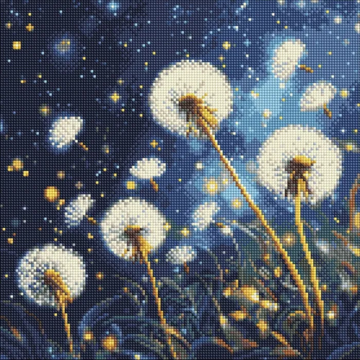 Алмазна мозаїка Летючі кульбаби у вечірньому небі ©art_selena_ua AMO8207, 40x40 см