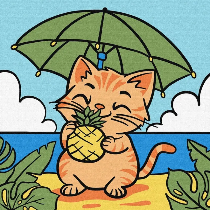 Картина за номерами Котик і ананас ©art_selena_ua KHO1243, 25x25 см