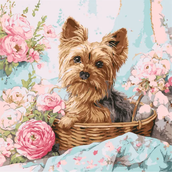 Картина за номерами Йорк в кошику ©art_selena_ua KHO6797, 40x40 см