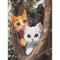 Алмазна мозаїка Котики на дереві ©art_selena_ua AMO8299, 30x40 см