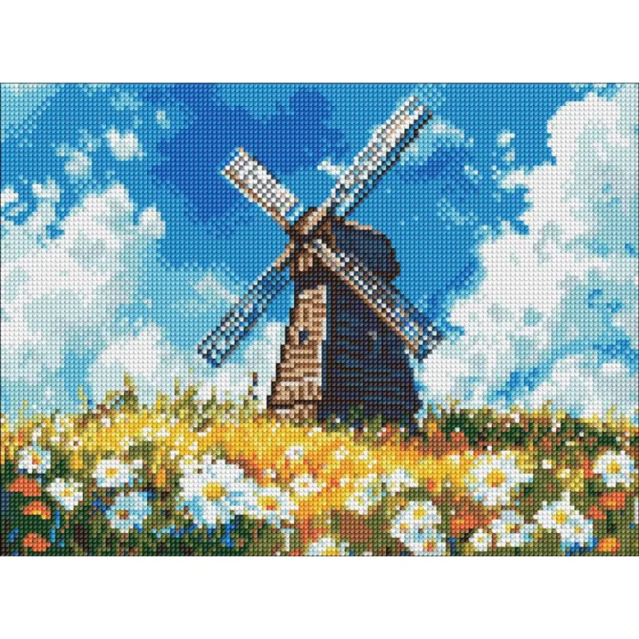 Алмазна мозаїка Млин посеред поля ©art_selena_ua AMO8304, 30x40 см