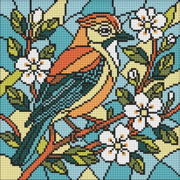 Алмазна мозаїка Вітраж Сойка ©art_selena_ua AMO8317, 30x30 см
