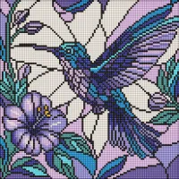 Алмазна мозаїка Вітраж Колібрі ©art_selena_ua AMO8319, 30x30 см