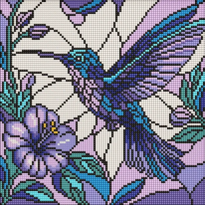 Алмазна мозаїка Вітраж Колібрі ©art_selena_ua AMO8319, 30x30 см