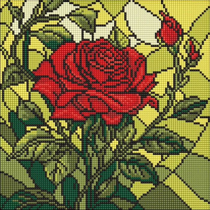 Алмазна мозаїка Вітраж Троянда ©art_selena_ua AMO8321, 30x30 см