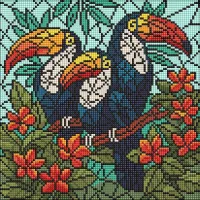 Алмазна мозаїка Вітраж Тріо туканів ©art_selena_ua AMO8345, 30x30 см