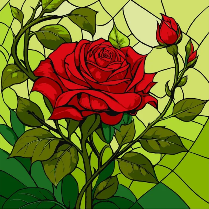 Картина за номерами Вітраж Троянда ©art_selena_ua KHO3320, 30x30 см