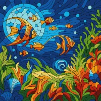 Картина за номерами Вітраж Морський світ ©art_selena_ua KHO5171, 30x30 см