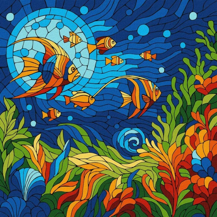 Картина за номерами Вітраж Морський світ ©art_selena_ua KHO5171, 30x30 см