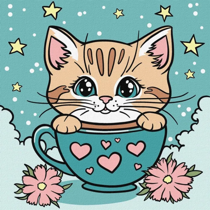 Картина за номерами Чудовий котик ©art_selena_ua KHO6280, 25x25 см